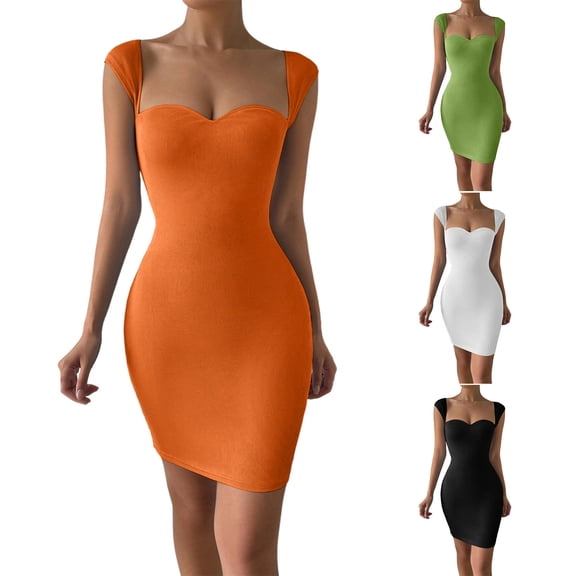 FRSASU Women's Sexy Sweetheart Low Cut Bodycon Ribbed Knit Club Mini Dress Sleeveless Slim Fit Cocktail Party Dresses White