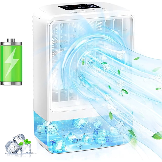 Personal Air Cooler, Evaporative Air Conditioner with Energy Saving, 3 Wind Speeds, Quiet Operation, Timer Function, 7 Colors Light, Large Water Tank, Remote Control for Home, Office, Outdoor