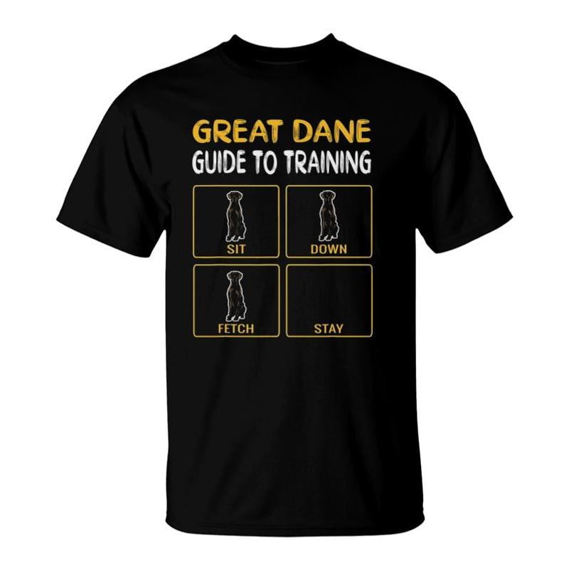 Funny Black Great Dane Guide To Training Dog Obedience TShirt