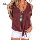 thumbnail image 3 of Qarigey Camiseta de mujer con cuello en V y hombros descubiertos, blusa informal de manga corta con cuello en V Prendas para la parte del cuerpo Vino rojo XL Qarigey AP002687-22, 3 of 5
