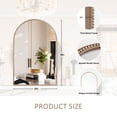 thumbnail image 4 of Wemily Arched Wall Mirror for Bathroom, 20"x30"-Ornate Decorative Bathroom Mirror with Beaded Metal Frame - Modern Distressed Hanging Wall Decor for Bedroom/Living Room/Entryway-Antique Gold Mirror, 4 of 8