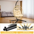 thumbnail image 4 of Dextrus Egg Chair Swing Hanging Outdoor Wicker Hammock Chairs Indoor with Steel Stand UV Resistant Cushion 330lbs for Patio, Bedroom, Garden and Balcony - Beige, 4 of 5