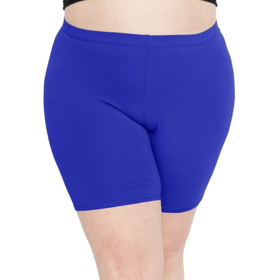 Stretch Is Comfort Women's Plus Size Cotton Biker Shorts Royal Blue 4X