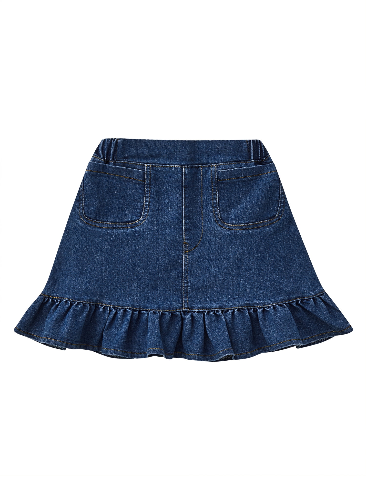 denim frill mini skirt