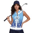 thumbnail image 4 of Yuyamidu Snowflake Golf Shirts for Women Collared Tennis Shirt Blue Bow Sleeveless Golf Top Outfits with 1/4 Zipper, Size XL, Christmas Daily Wear Clothing, 4 of 8