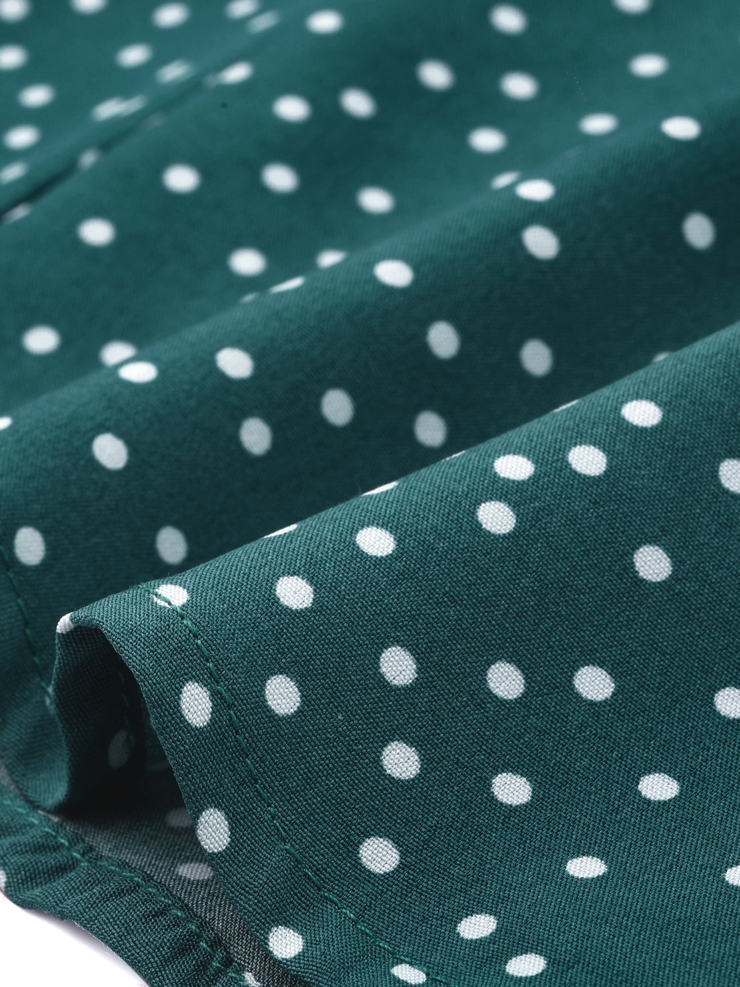 DARING DIVA Women's Polka Dots 3/4 Sleeve Button Front V Neck Blouse M Teal Green