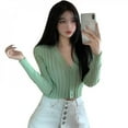 thumbnail image 3 of BRAND BIG CLEAR!Women's Solid Sun Protection Long Sleeve V-Neck Thin Blouse Button Up Knitted Cardigan, 3 of 6