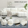 thumbnail image 3 of 110" L Shaped Modern Boucle Sofa Modular Sectional Cloud Couch with Ottoman, Tufted 4-Seat Deep Seat Sofa with Pillows for Living Room, Bedroom and Apartment, Cream White, 3 of 9