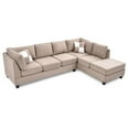 thumbnail image 4 of Passion Furniture Decorative Malone 111 In. Mocha Suede 4-Seater Sectional Sofa With 2-Throw Pillow, 4 of 5