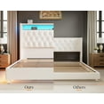 thumbnail image 6 of Merluxy LED Bed Frame Queen Size with Charging Station Upholstered Bed Frame with Headboard Storage Motion Activated Night Light, Cream, 6 of 9