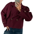 thumbnail image 1 of Gabardina Corta para Mujer, con Doble Botonadura y Cuello de Solapa, Chaqueta Corta de Larga para Otoño e Invierno Vino Tinto XXL, 1 of 7