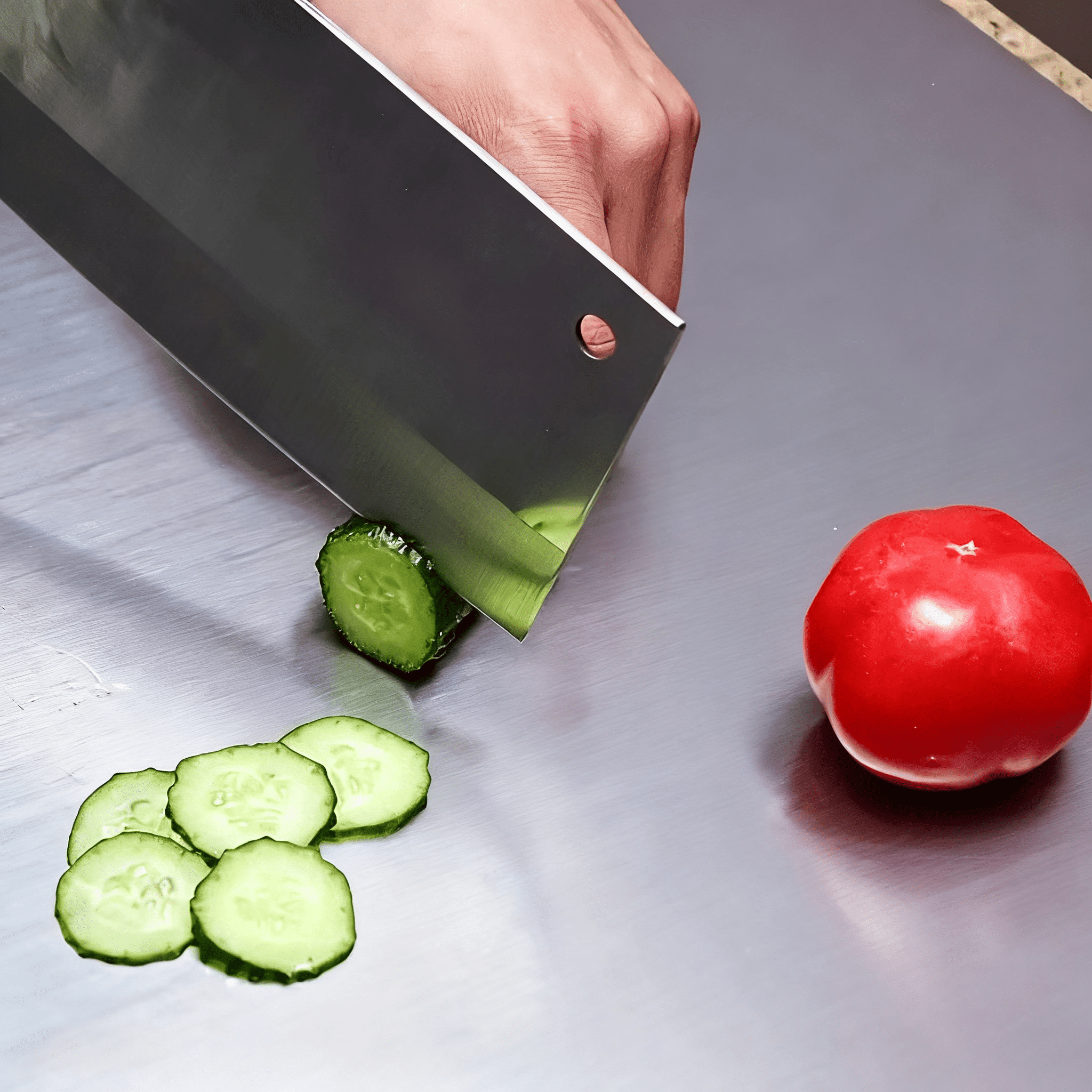 304 Stainless Steel Cutting Board with Folded Lip, 4-Layer Compression, Non-Porous, Easy Clean, Double-Sided Use for Kitchen Food Prep
