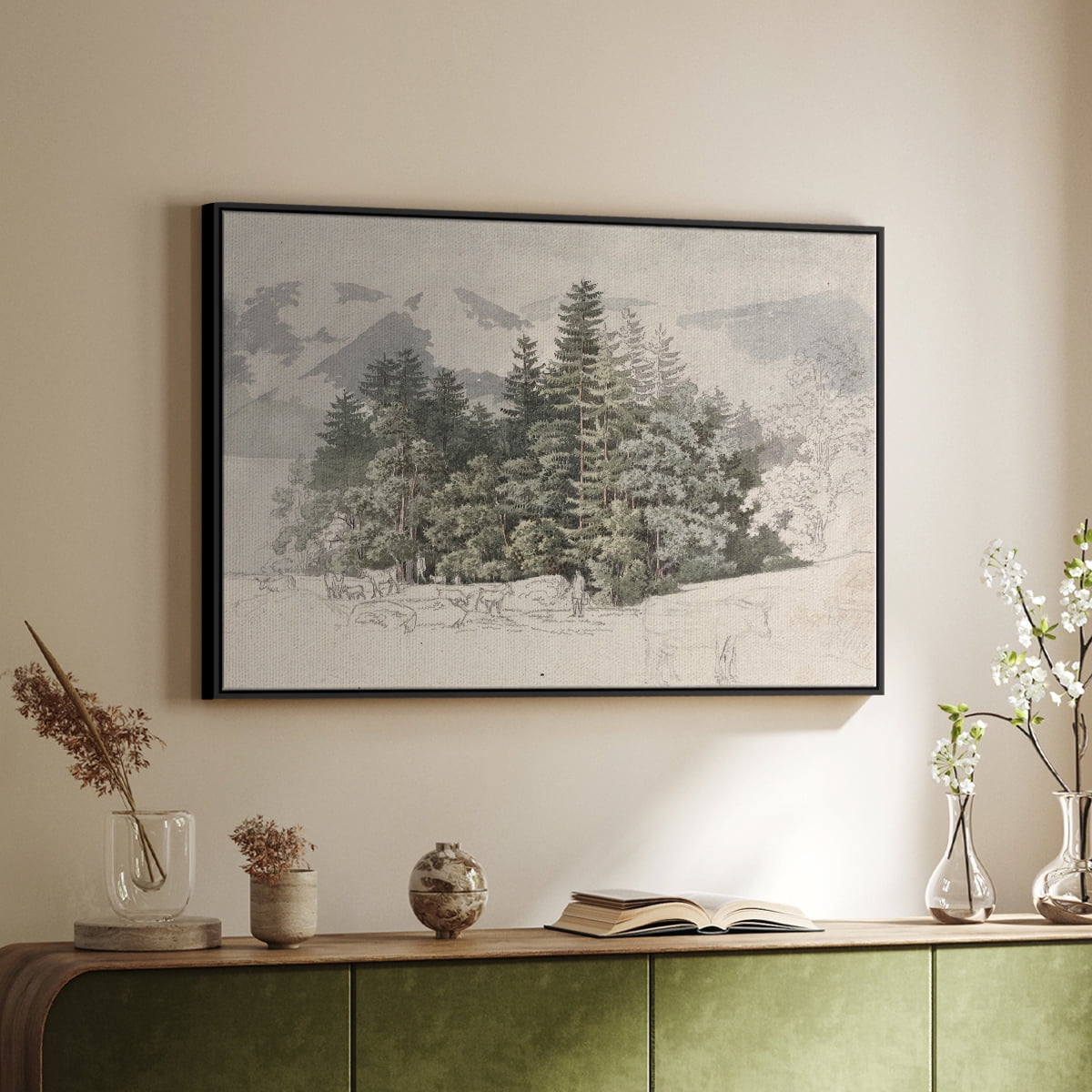 Vintage Landscape-CCLXXV By Wexford Home Framed in Black Wood Gallery Wrapped Canvas 17 in. x 25 in.