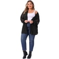 thumbnail image 3 of DARING DIVA Plus Size Cardigans Open Front Panel Long Sleeve Cover Up 1X Black, 3 of 5