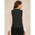 thumbnail image 3 of DARING DIVA Women's Tweed Plaid Round Neck Sleeveless Vintage Vests XS Black, 3 of 6