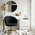 thumbnail image 3 of Office Chair Velvet Upholstered Task Computer Desk Shell Makeup Vanity Swivel Adjustable Metal Gold Base Bedroom Black, 3 of 12