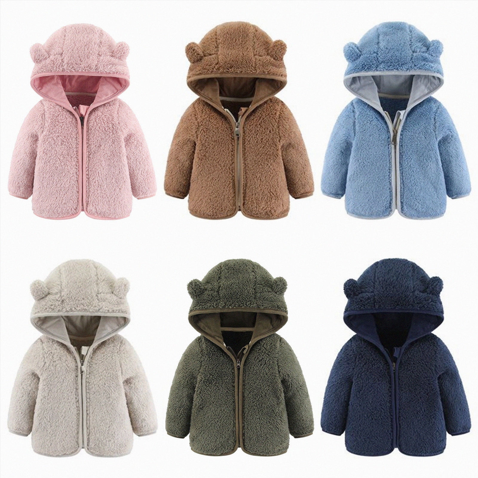 0-6 Months Unmatched Newborn Infant Baby Girls Boys Jacket Bear Ears Hooded Outerwear Zipper Warm Fleece Winter Coat Sports Hoodie Blue Sports Hoodie