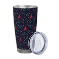 thumbnail image 2 of Picia Christmas Deer Pattern 20 oz Tumbler Stainless Steel Vacuum Insulated Coffee Ice Cup Double Wall Travel Flask Dual Lid Water Bottle, Eco-friendly Car Cup-Without Straw, 2 of 8