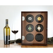 CHIYODA Watch Winder with Quite Motors for 6 Watches, LCD Touch Screen,12 Rotation Modes, High Gloss Brown