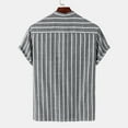 thumbnail image 5 of Bcfgryg Male Casual Stripe Shirt Short Sleeve Stand Collar Shirt Blouse Tops Men's Casual Shirts, 5 of 5