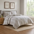 thumbnail image 7 of Benjara 3 Piece King Comforter Set with Vertical Stripes Pattern- White & Brown, 7 of 7