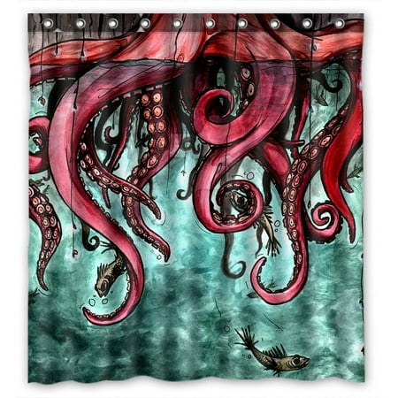 Abstract Art Shower Curtain GCKG Unique Octopus Abstract Art Bathroom Shower Curtain, Shower Rings Included 100% Polyester Waterproof Shower Curtain 66x72 inches ()