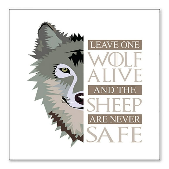 DistinctInk Custom Bumper Sticker - 6" x 6" Decorative Decal - White Background - One Wolf Alive, Sheep Never Safe