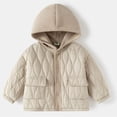 thumbnail image 2 of Winter Coats for Boys Girls with Pockets Cotton Down Thick Windproof Hooded Jacket Button Up Quilted Sweatshirt (4 Years, Beige), 2 of 6