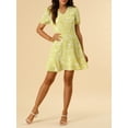 thumbnail image 5 of INSPIRE CHIC Women's Casual V Neck Short Sleeve Floral Print A-Line Dress XS Yellow, 5 of 7
