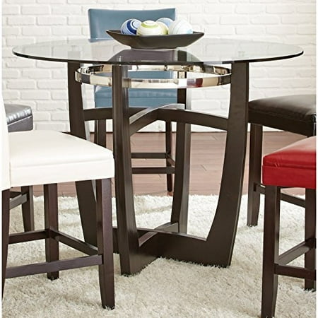 Glass Top Metal Finish - Modern Wood Tempered Glass Top Dining Table with Chrome Finished Metal Accents - Includes Modhaus Living Pen