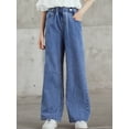 thumbnail image 2 of DPOIS Kids Girls High Waist Wide Leg Jeans Baggy Denim Pants Blue 9-10, 2 of 6