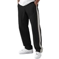 thumbnail image 2 of LWavelet Mens Side Stripe Track Pants Elastic Waist Straight Leg Casual Pants Black S, 2 of 4