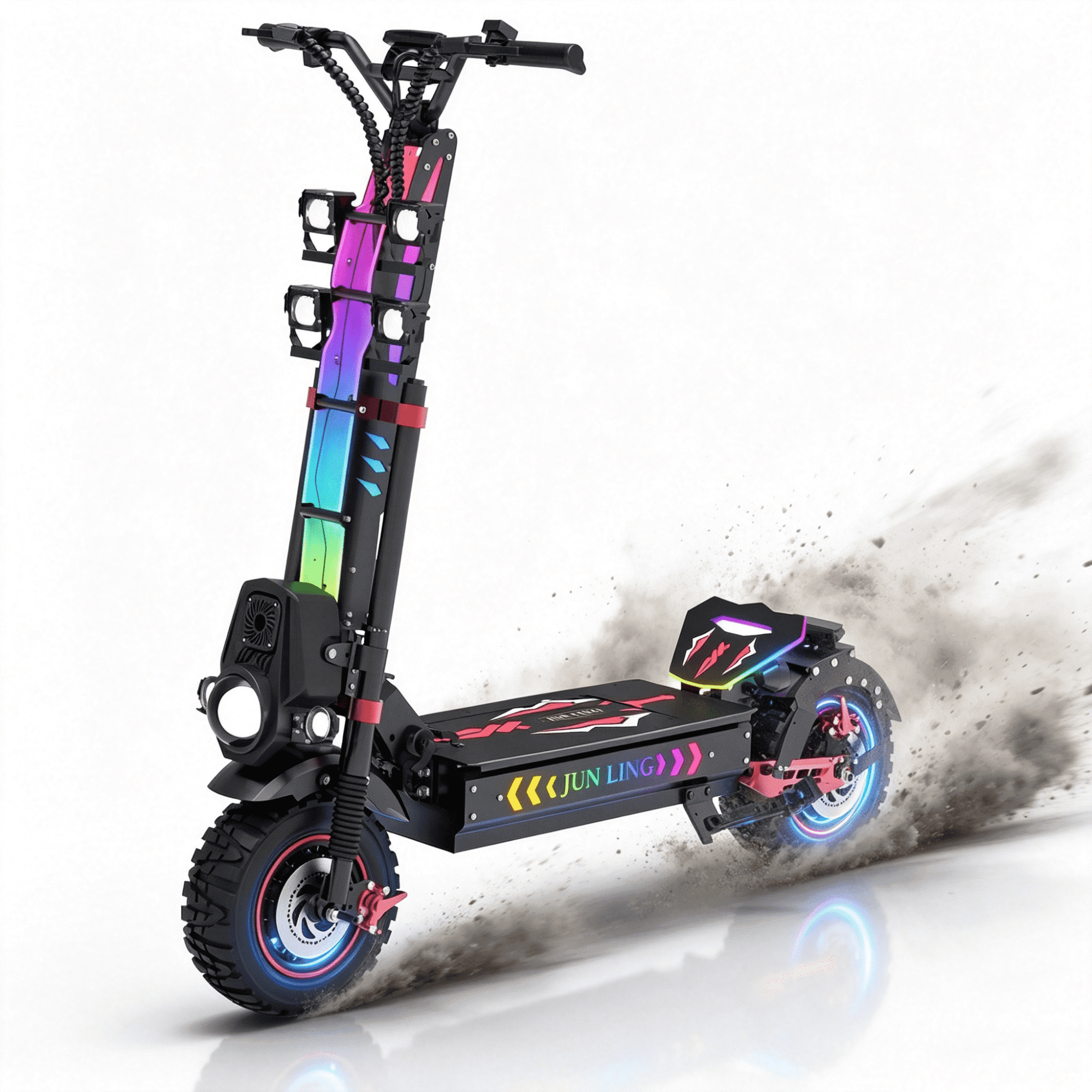 GlideZone JL 86 Pro Electric Scooter, 10000W Dual Motor, 13" Off-Road Tires, Max 55 MPH Speed & 75 Miles Long Range, Fast Adult E-Scooter, Foldable