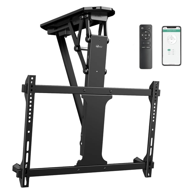 Soporte de techo para TV WALI, motorizado, 32 a 70 pulgadas, 35 kg, negro