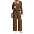 thumbnail image 2 of Fantaslook Two Piece Sets for Women Fall Outfits Long Sleeve Tops Wide Leg Pants Lounge Matching Sets Vacation Travel Outfits, 2 of 8