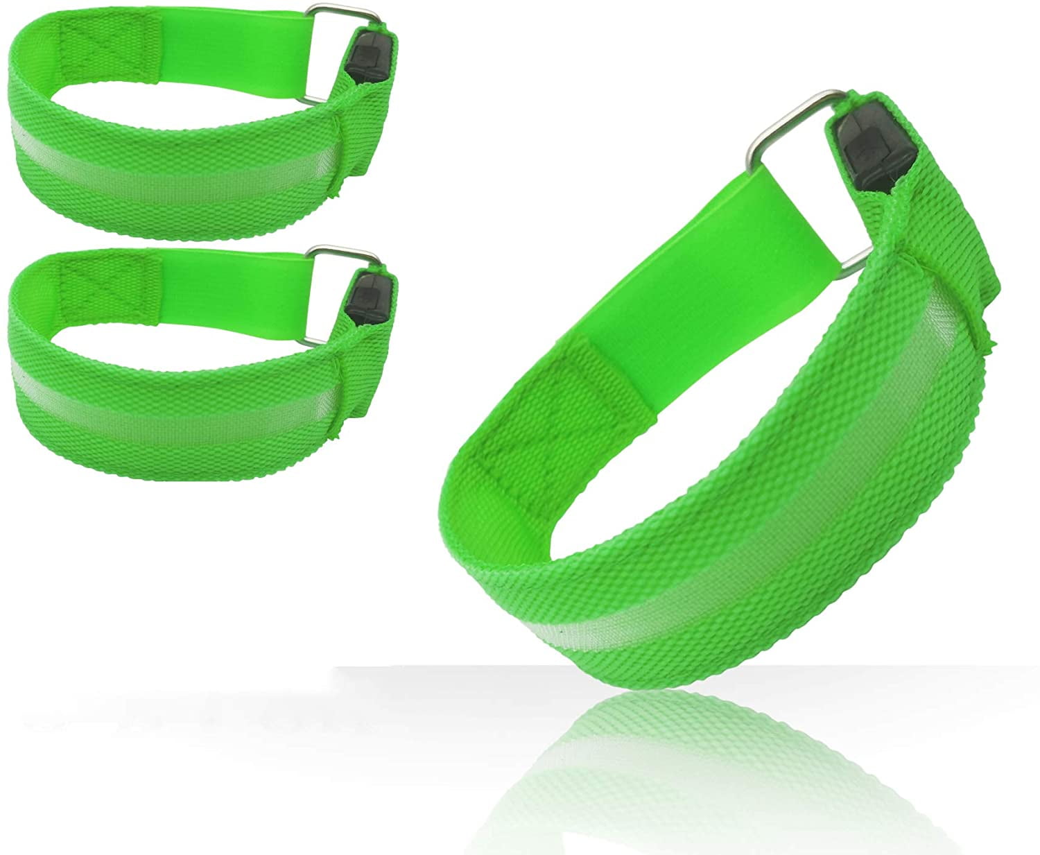 USB LED Flash Light Armband Strap Safety Night Running Nylon Reflective Bracelet 