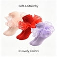 thumbnail image 5 of TELOLY 3Pairs Kids Socks,1-3 Years Old Ruffle Socks,Combed Cotton Lace Socks,Combination2, 5 of 7