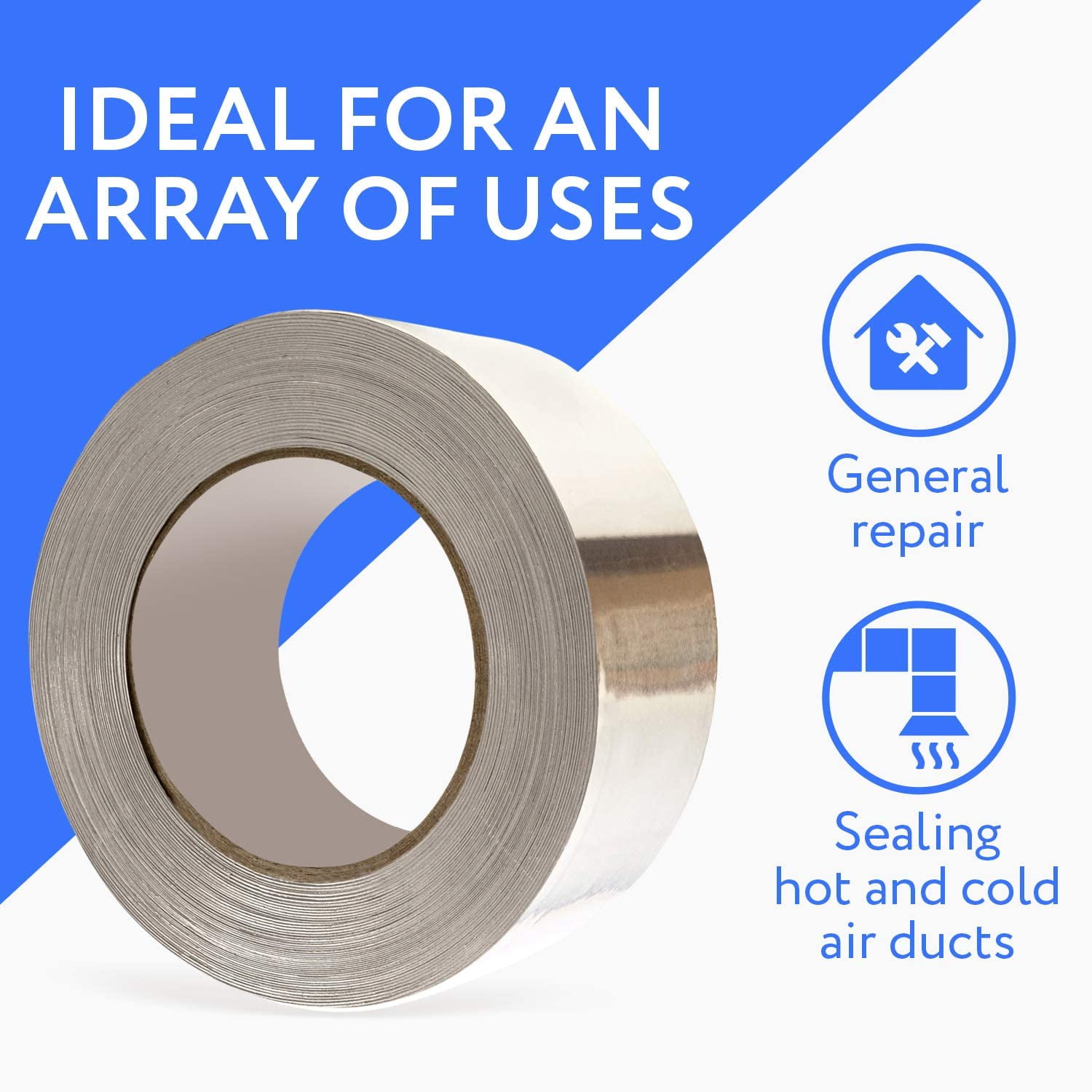 Impresa Products Aluminium Tape/Aluminium Foil Tape - Perfect for HVAC, Duct, Pipe, Insulation and More - 3.4 mil