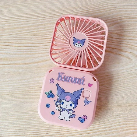 

Anime Kawaii Sanrioed Small Fan Cute Hello Kittys Summer Cinnamoroll Student Desktop Folding Type Decoration Usb Portable Gift