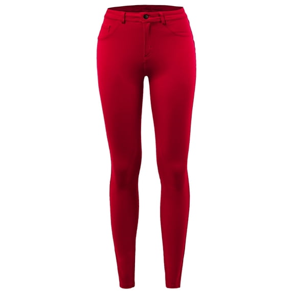A2Y Women's Comfort Mordern Stretch Skinny Ponte Pants Red S