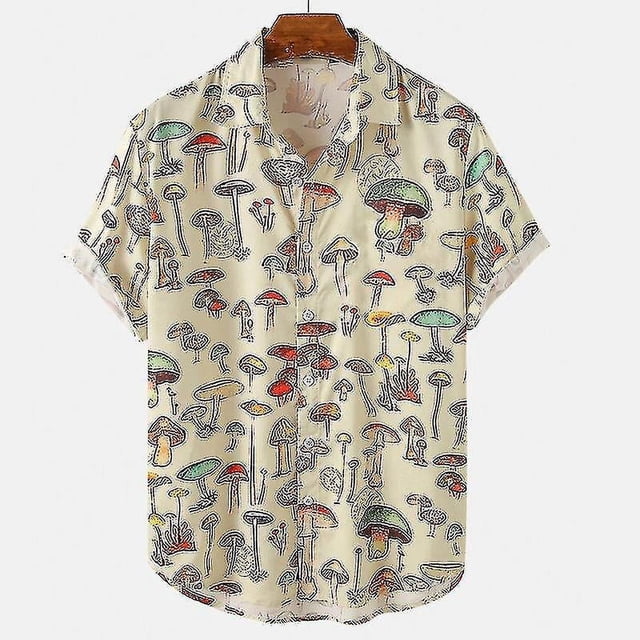 Camisa hawaiana de verano para hombre, solapa, manga corta, elemento colorido, botón de seta, Tops casuales de tendencia