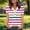 Hot Pink, variant on YHAJDS Blouses for Women V Neck Button Down Random Stripe Print Loose Casual Short Sleeve T Shirts