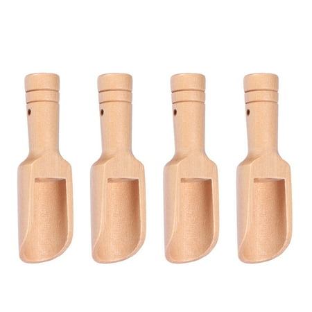 

Hemoton 4pcs Wooden Round Handle Scoop Teaspoon Small Salt Shovel Milk Powder Scoops