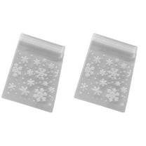 Jiyike 400 pcs White Snowflakes Plastic Bag Transparent Gift Bags Self-adhesive Seal Pouch for Candy Cookie Dessert Packaging (7*7)