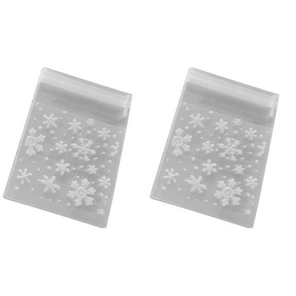 Jiyike 400 pcs White Snowflakes Plastic Bag Transparent Gift Bags Self-adhesive Seal Pouch for Candy Cookie Dessert Packaging (7*7)