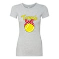 thumbnail image 2 of Wild Bobby, Tennis Mom Cute Bow Ribbon Tennis Ball, Mother's Day, Women Slim Fit Junior Tee, Heather Grey, Large, 2 of 3
