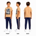thumbnail image 2 of Pro Athlete Boys Sweatsuit Set Short Sleeve Crewneck Graphic Tees & Tricot Jogger Sweatpants 4 Piece, 2 of 7