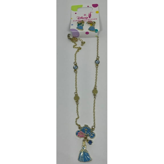 Disney Parks Collection Jewelry Cinderella Earrings and Necklace Set New w Tag