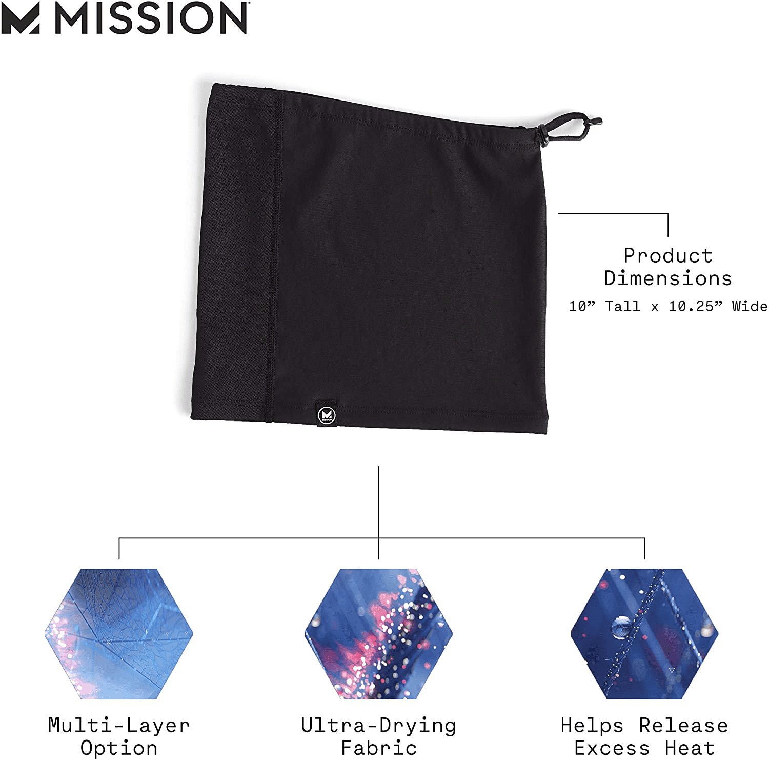 Mission All Season Neck Gaiter Breathable ... Face Cover Adjustable Draw cord 