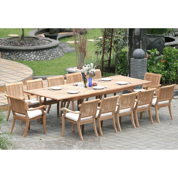Teak Dining Set 12 Seater 13 Pc Large, 12 Seater Dining Table Dimension